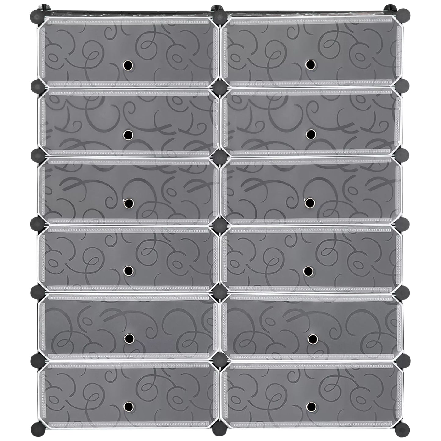 Batų lentyna, 12 laikymo dėžių 24 poroms batų, plastikas, juoda+balta