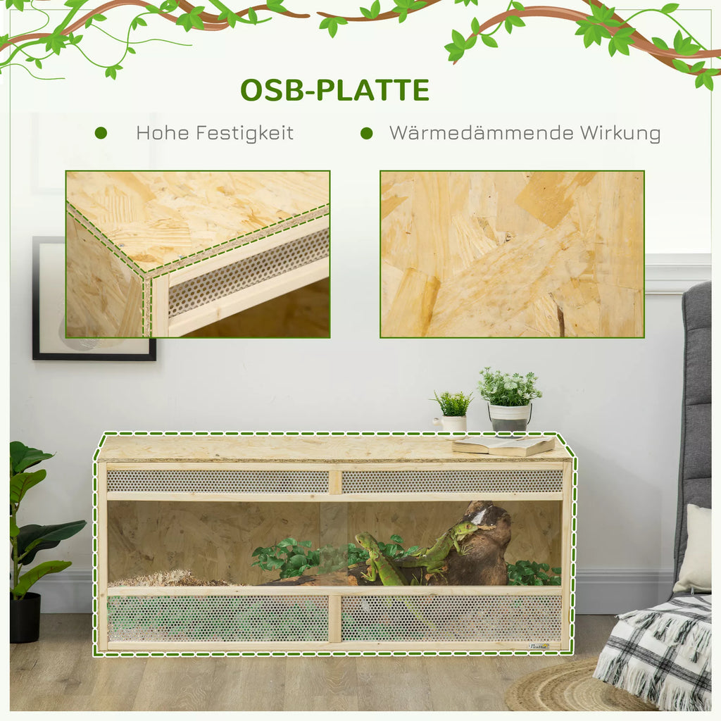 Terariumas ropliams/varliagyviams, stumdomos stiklinės durys, ventiliacijos grotelės, 120x50x50 cm