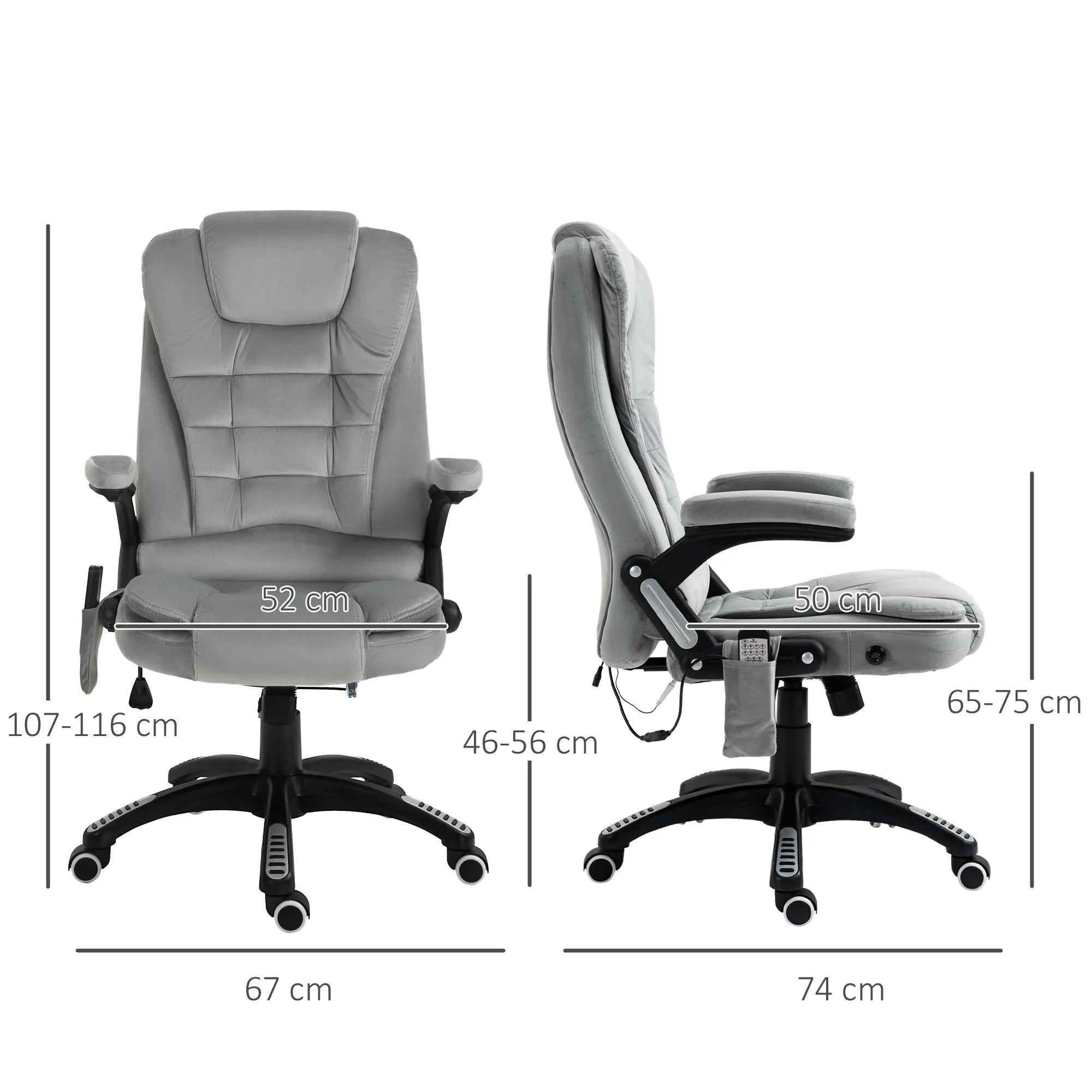 Biuro kėdė su masažo funkcija Ergonomiška vadovo kėdė su šildymo funkcija, atlošimo funkcija, supimosi funkcija Reguliuojamas aukštis 360° pasukama Kompiuterio kėdė su šonine kišene, aksomo išvaizda, pilka