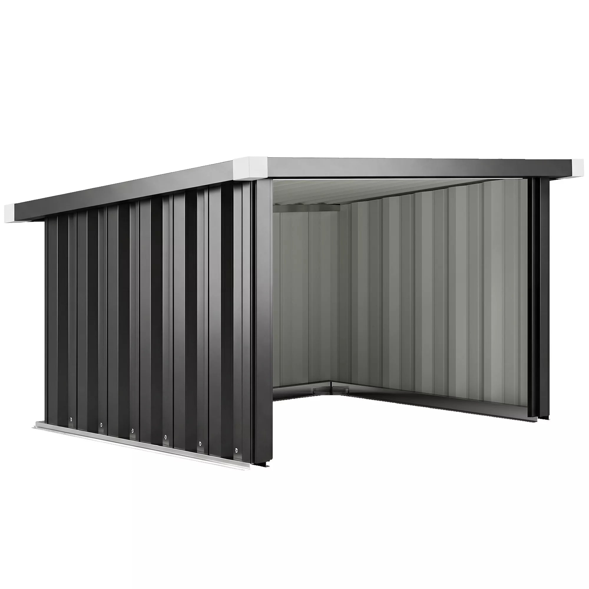 Pjovimo robotas garažas plieninis 108 x 86 x 62,5 cm Vejos robotas garažas su vienšlaičiu stogu Apsauginis kraštas Cinkuotas plienas