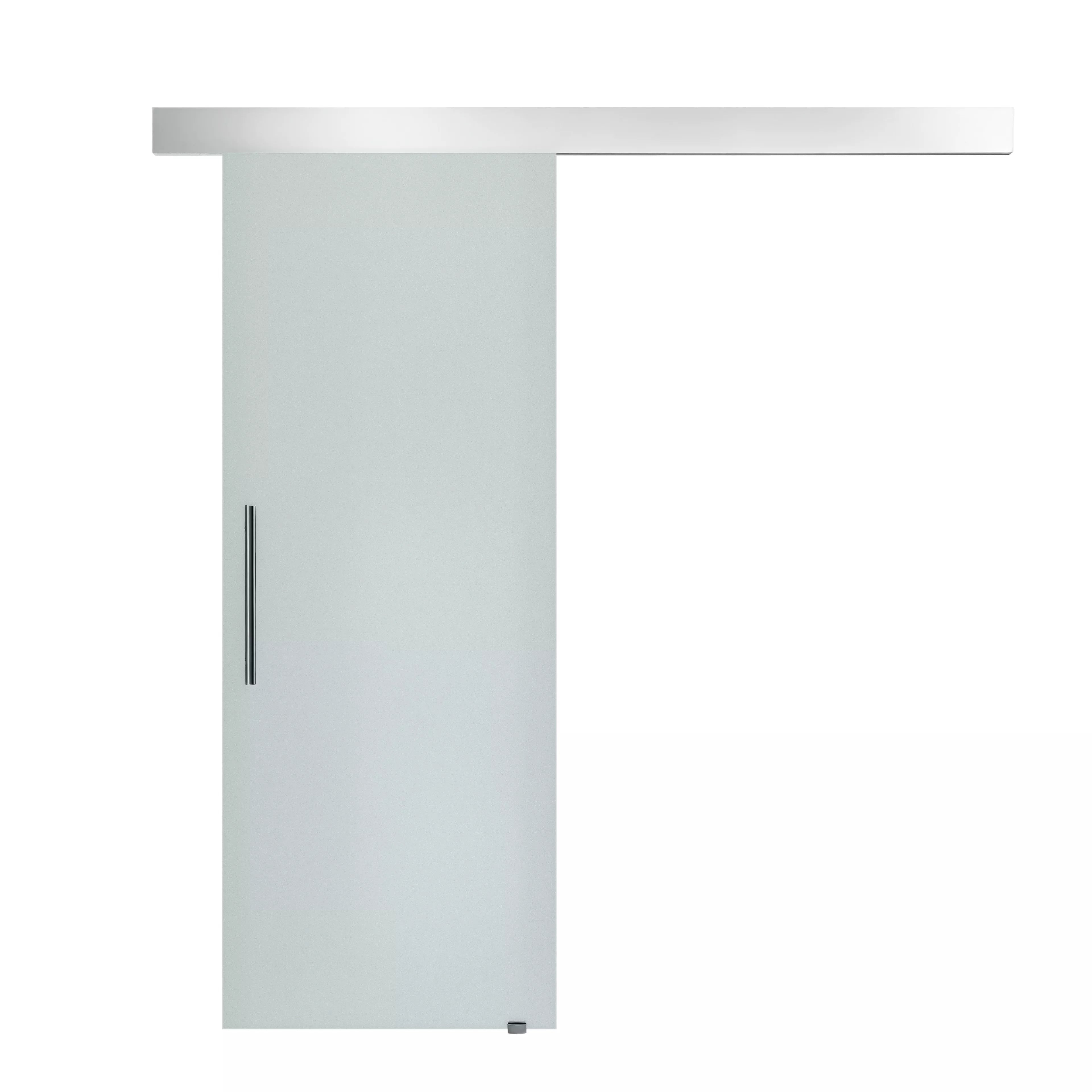Stiklinės stumdomos durys su rankena, vienoje pusėje satiniruotos, 90 x 205 cm