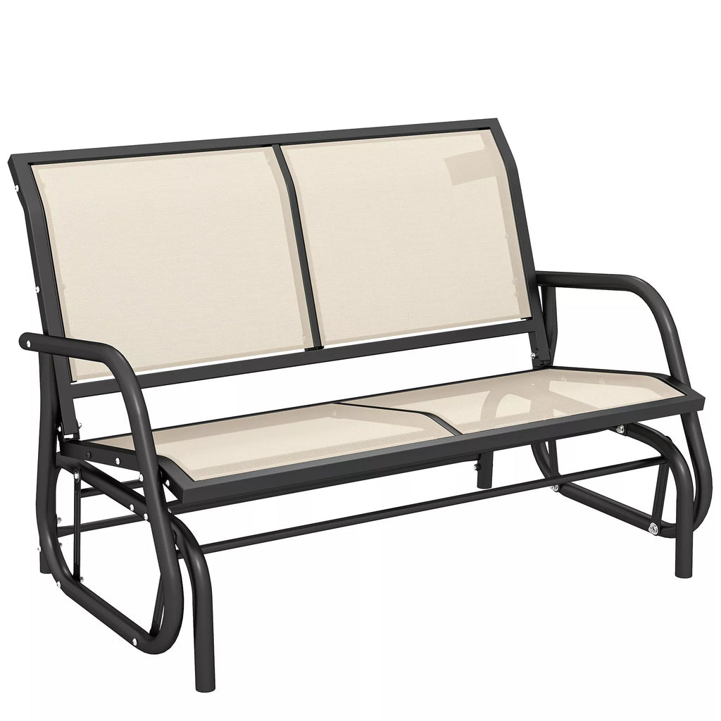 2 vietų supamasis krėslas Sodo suolas su supimosi mechanizmu Sodo supynės Metalinis suolas Parko suolas, atlaikantis iki 200 kg svorį Sodo baldai sodui, terasai, 120 x 70 x 85 cm Juoda+smėlio spalva