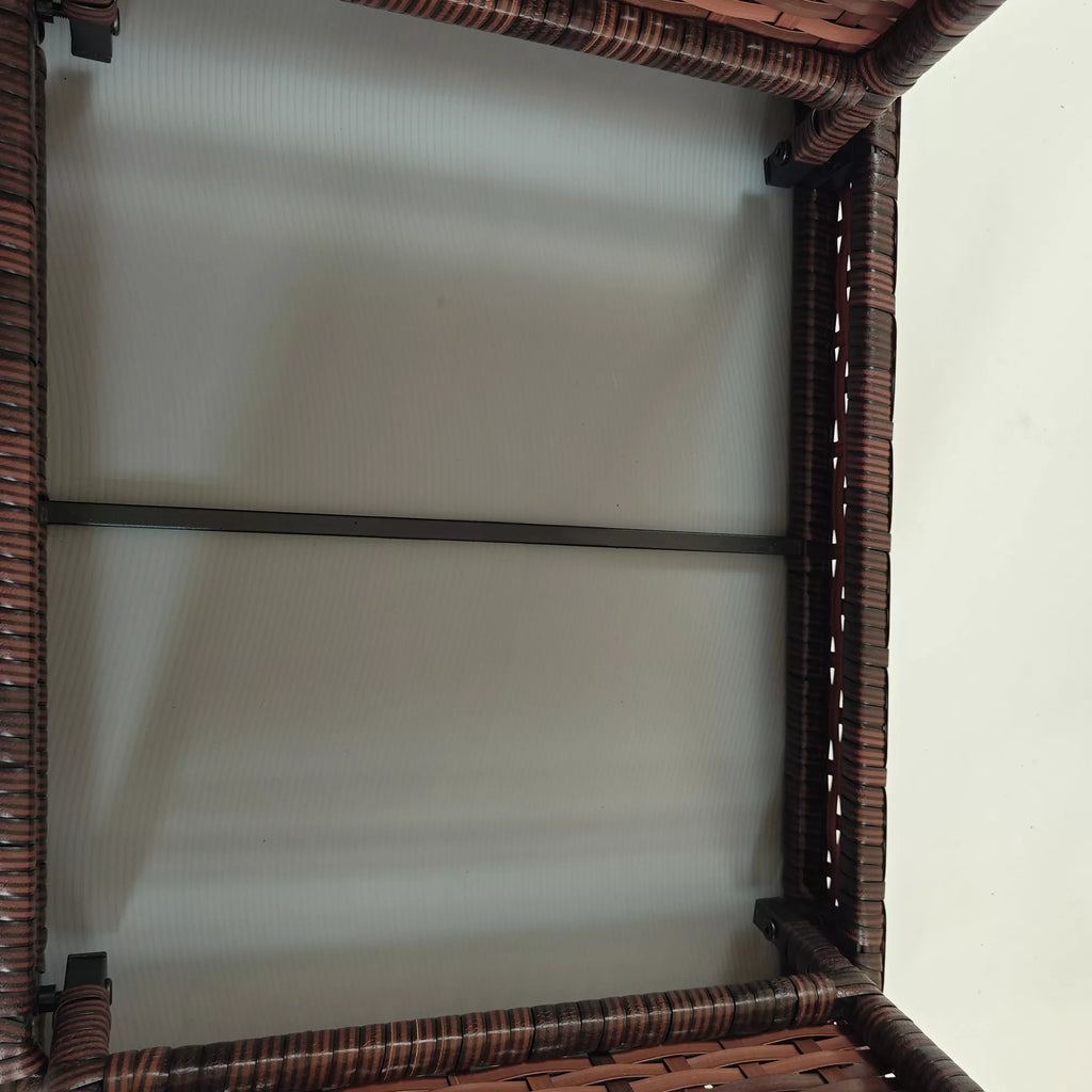 Sodo stalas Lauko kavos stalas Lauko pagalbinis stalas, PE rotangas, atsparus atmosferos poveikiui, 60 cm x 41 cm x 41 cm,  rudas
