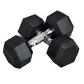 Hexagon hantelis Ketaus hantelis Guminis hantelis Rankena su grioveliais Svoris Metalo guminis juodas 2 x 8 KG