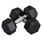 Hexagon hantelis Ketaus hantelis Guminis hantelis Rankena su grioveliais Svoris Metalo guminis juodas 2 x 8 KG