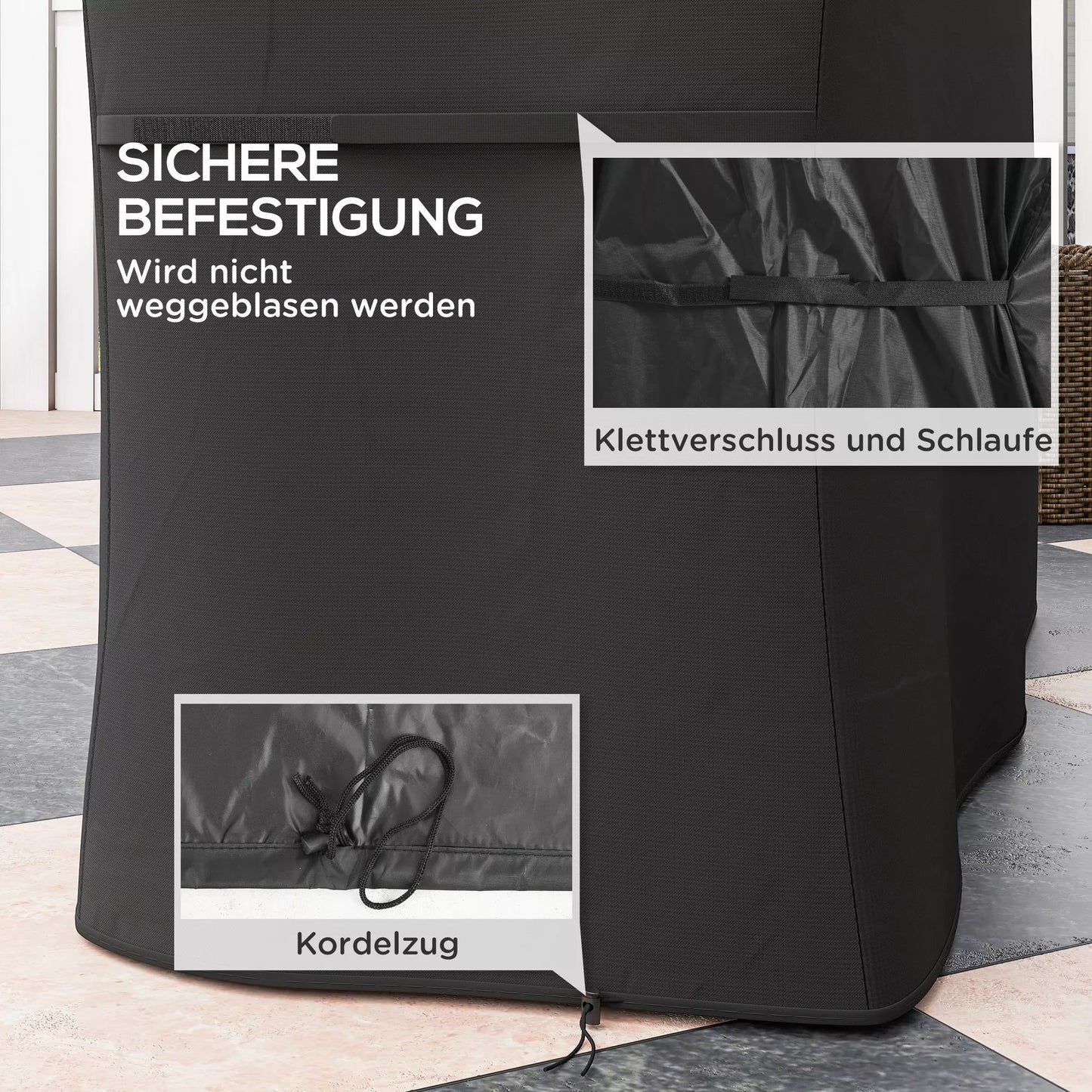 Griliaus apsauginis dangtis, apsauginis tentas griliui, atsparus oro sąlygoms, 147 x 61 x 120 cm, juodas