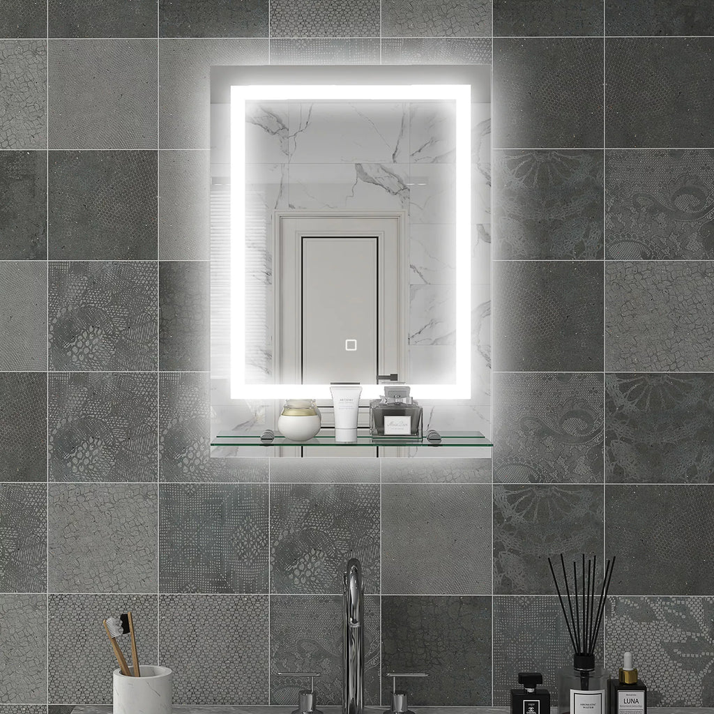 Vonios veidrodis su LED apšvietimu, 3 šviesos spalvos, apsauga nuo rasos, laidinis, 70 x 50 cm