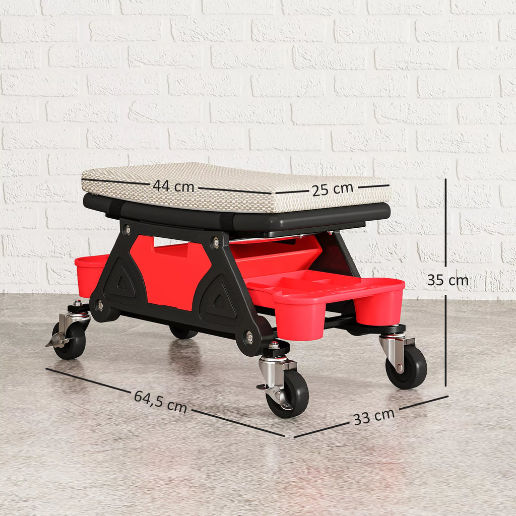 Mechaniko taburetė su ratukais ir dėtuve, iki 135 kg, pilka