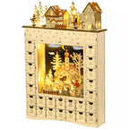 Advento kalendorius, pildomas, su 24 stalčiukais ir LED apšvietimu, 36 × 9 × 52 cm