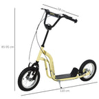 Vaikiški paspirtukai nuo 5 metų Scooter Vaikiški paspirtukai Paspirtukai Miesto paspirtukai Vaikiški paspirtukai Kickboard su pneumatinėmis padangomis 12 colių Guma Aliuminis Smėlio spalvos 120 x 58 x 85-95 cm