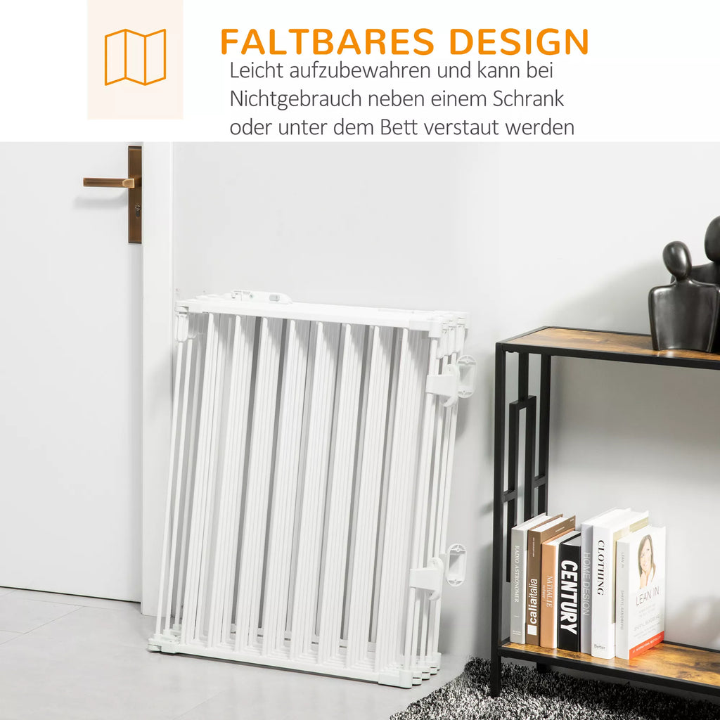 Šunų voljeras-pertvara, 8 dalių su durelėmis, sulankstomas, baltas