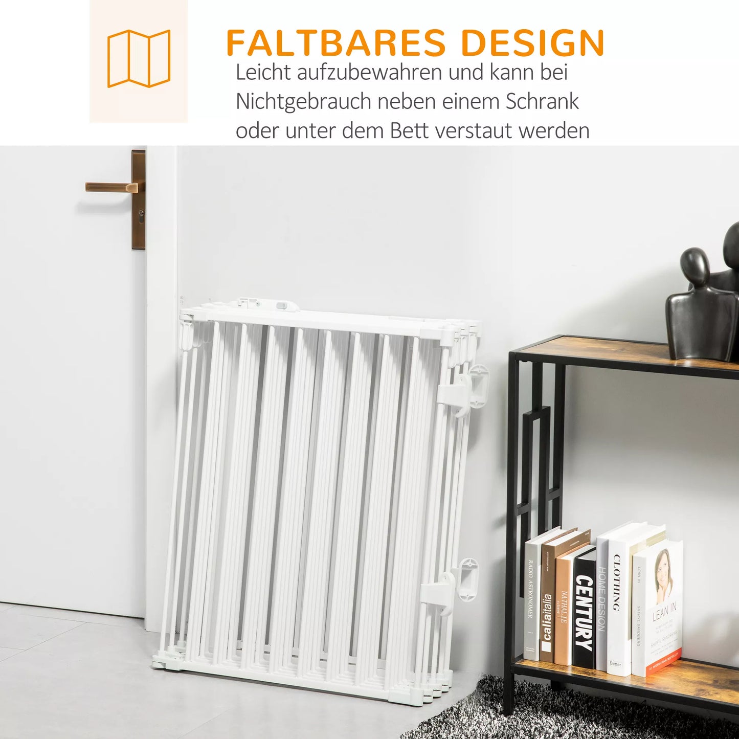 Lauko voljeras šuniukams, apsauginis atitvaras su durelėmis, sulankstomas, lankstus, 8 skydeliai po 60 x 76 cm, baltas