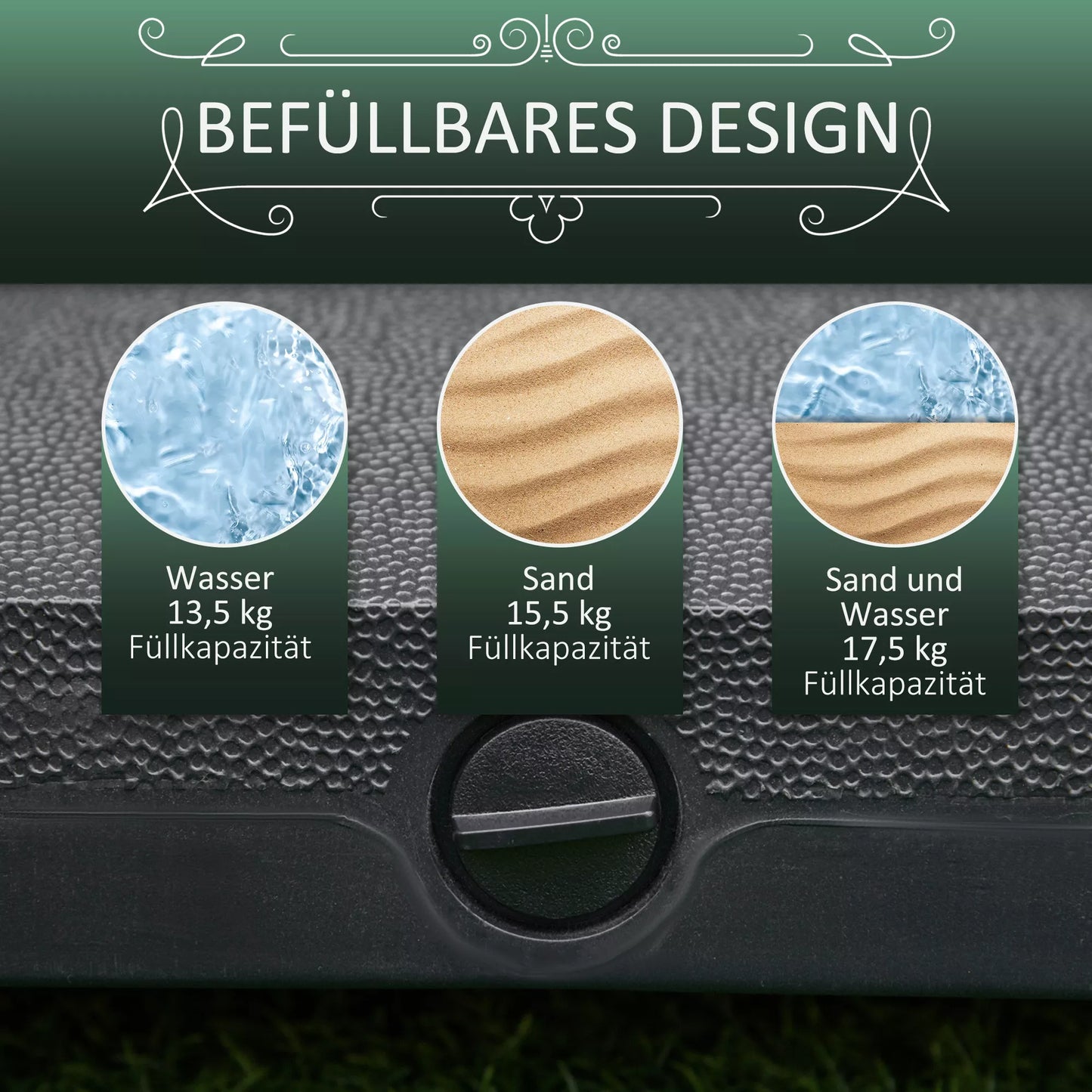 Saulės skėčio stovas, kurį galima pripildyti iki 20 kg Saulės skėčio stovas su ritinėliu, skirtas 38/48 mm skėčio stiebams Saulės skėčio stovas sodui, terasai, balkonui Juodas