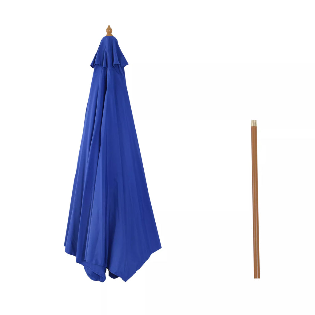 Saugoklis Sodo skėtis, atsparus oro sąlygoms, bambukas, 300 cm x 300 cm x 250 cm, mėlynas + natūralus