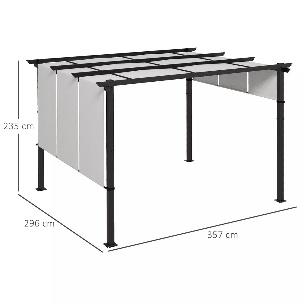 Markizė nuo saulės. Pergola, atspari oro sąlygoms, su tvirtinimo detalėmis, 3 x 3,5 m, tamsiai pilka
