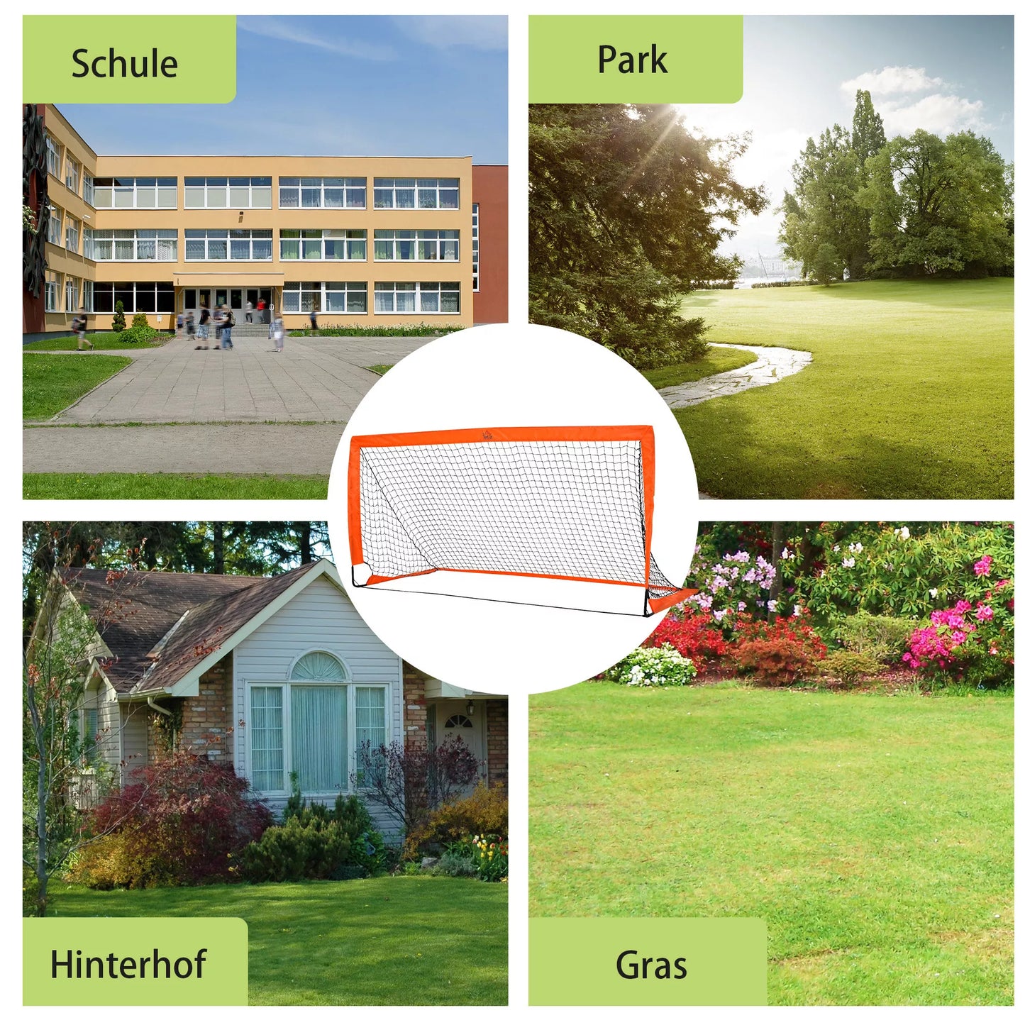 Futbolo vartų komplektas, lengvas, paprastas surinkimas, su nešiojimo krepšiu, plieniniai vamzdžiai, 183x90x90 cm, Oranžinė