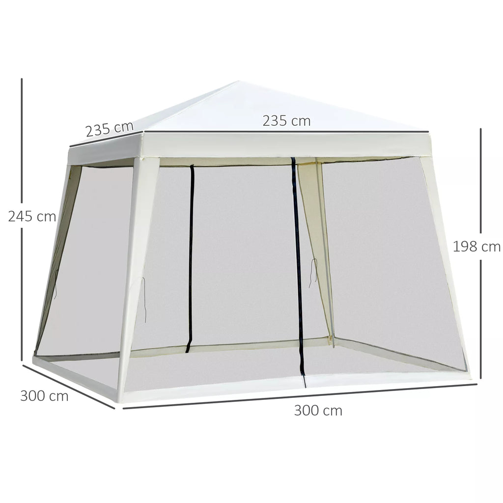 Sodo paviljonas Paviljonas Šventinis palapinė Vėtrinė palapinė su moskitine tinkleliu Metalo + poliesterio kreminės spalvos 3 x 3 m