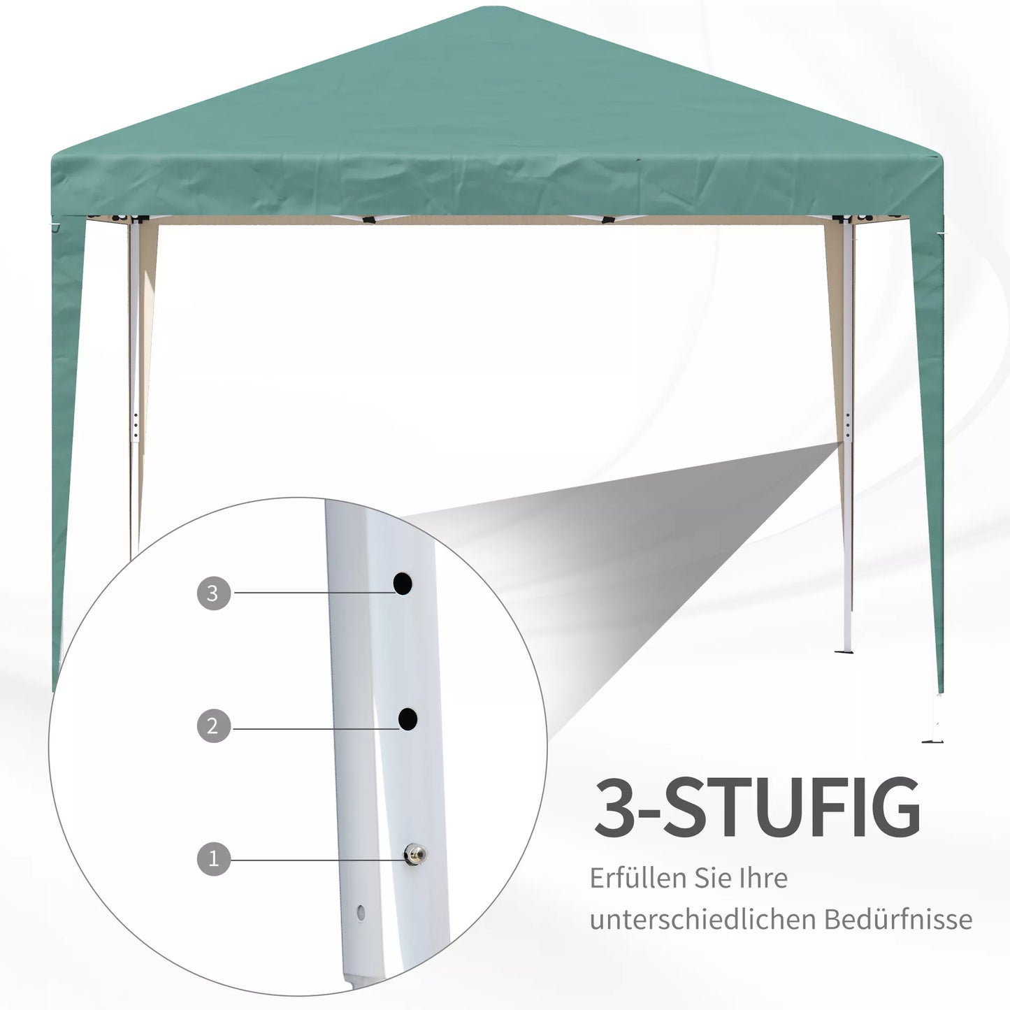 Paviljonas, 2,95 x 2,95 m Sulankstomas pop-up paviljonas, Sodo paviljonas, Partinis palapinė, UV apsauga, Plienas+Oksfordo audinys, Žalias