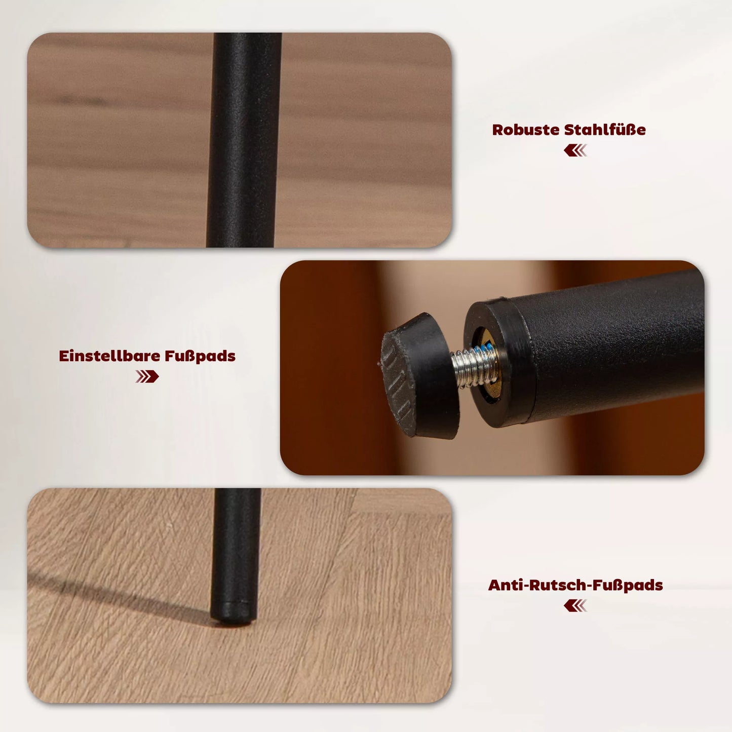 Valgomojo kėdė, kordo audinio apmušalas, kauko formos, metalinės kojelės, grindų apsaugos, smėlio spalvos