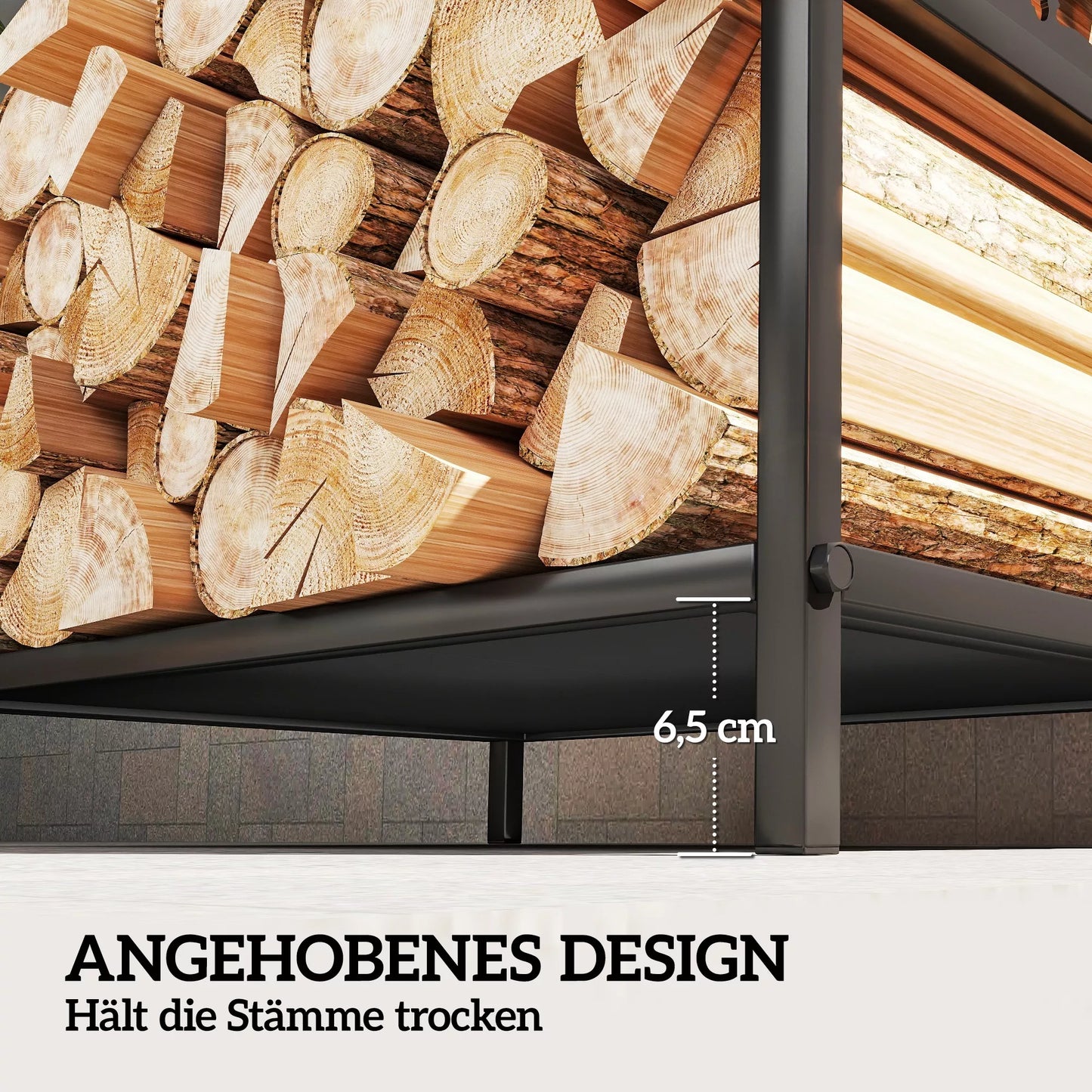 Laikiklis malkoms vidaus patalpoms 42,5 x 33,5 x 43 cm Stovas malkoms židiniui, krosnelei iš juodo metalo