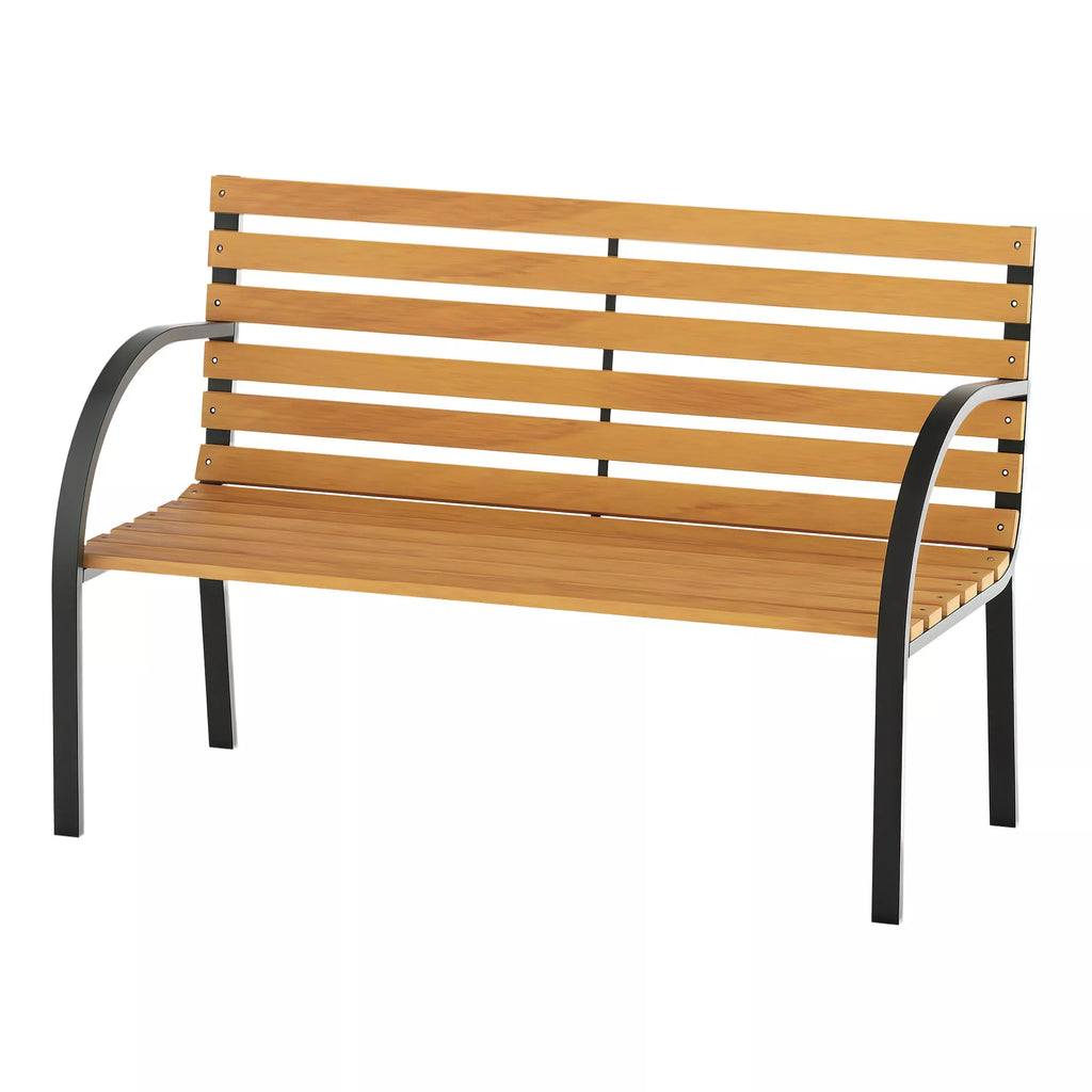 Sodo suolas Parko suolas 2 vietų Sodo plienas + pušies mediena Natūralus B122 x T60 x H83 cm