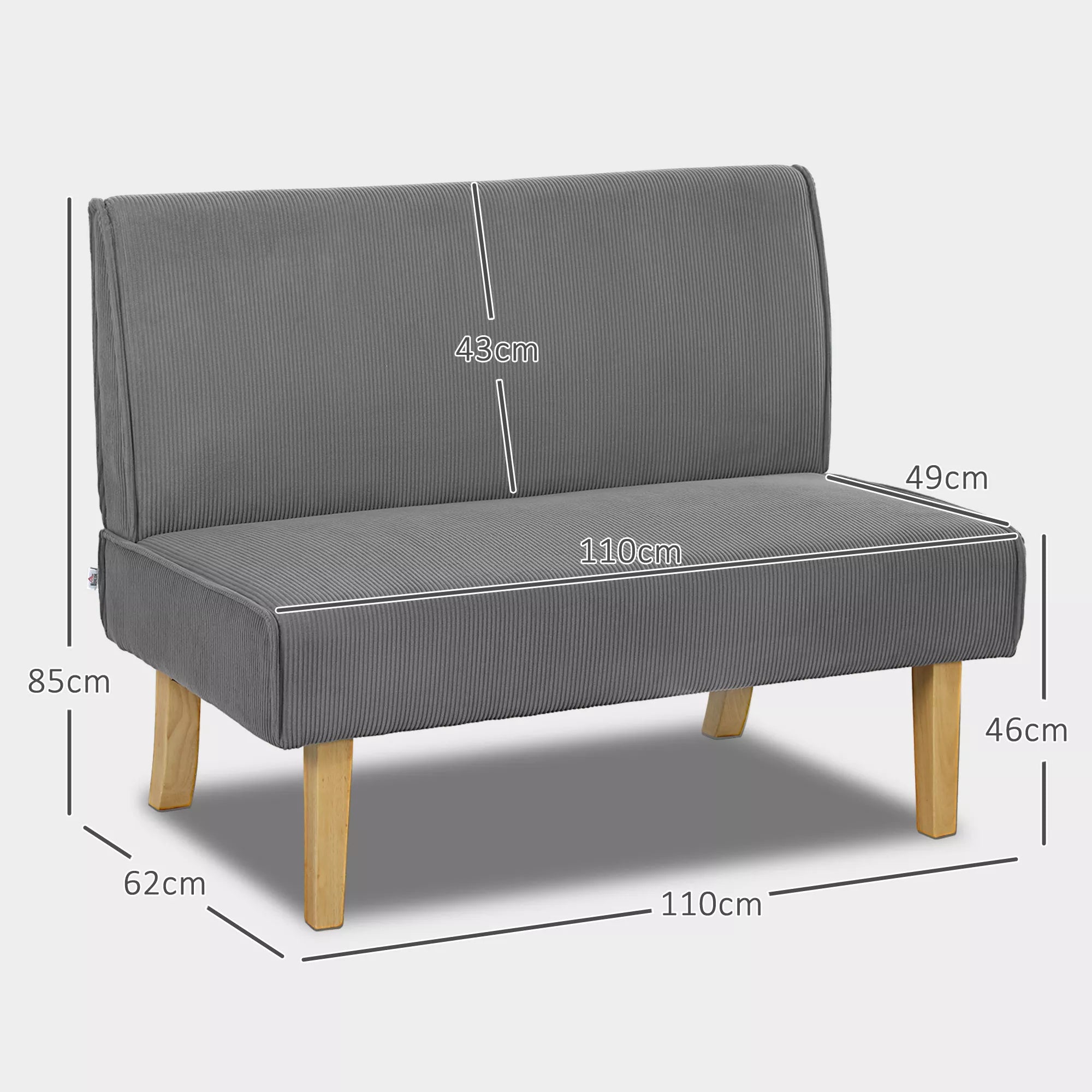 Dvivietė sofa, kompaktiška, iki 240 kg, pilka