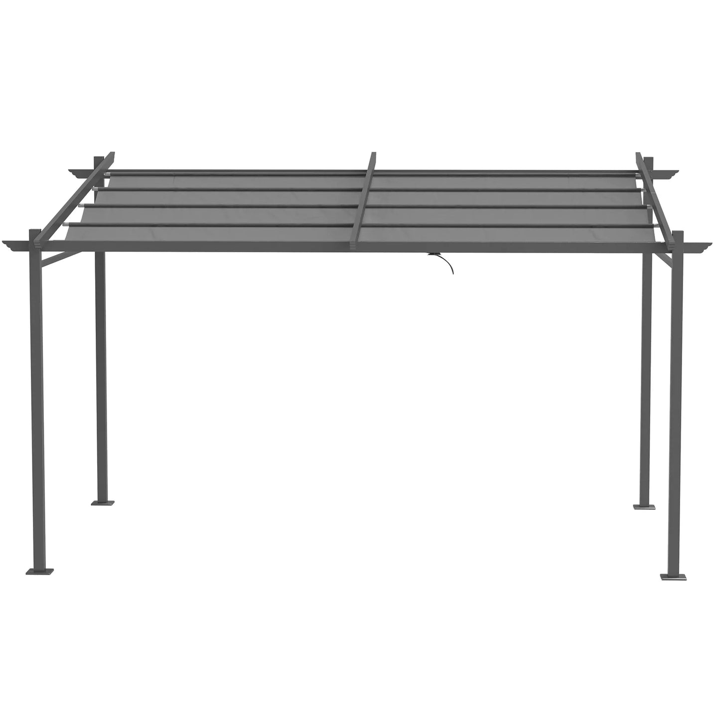 Pergola, su tvirtinimo elementais, ištraukiamas stogas, 3,97 m x 2,95 m x 2,3 m, tamsiai pilka
