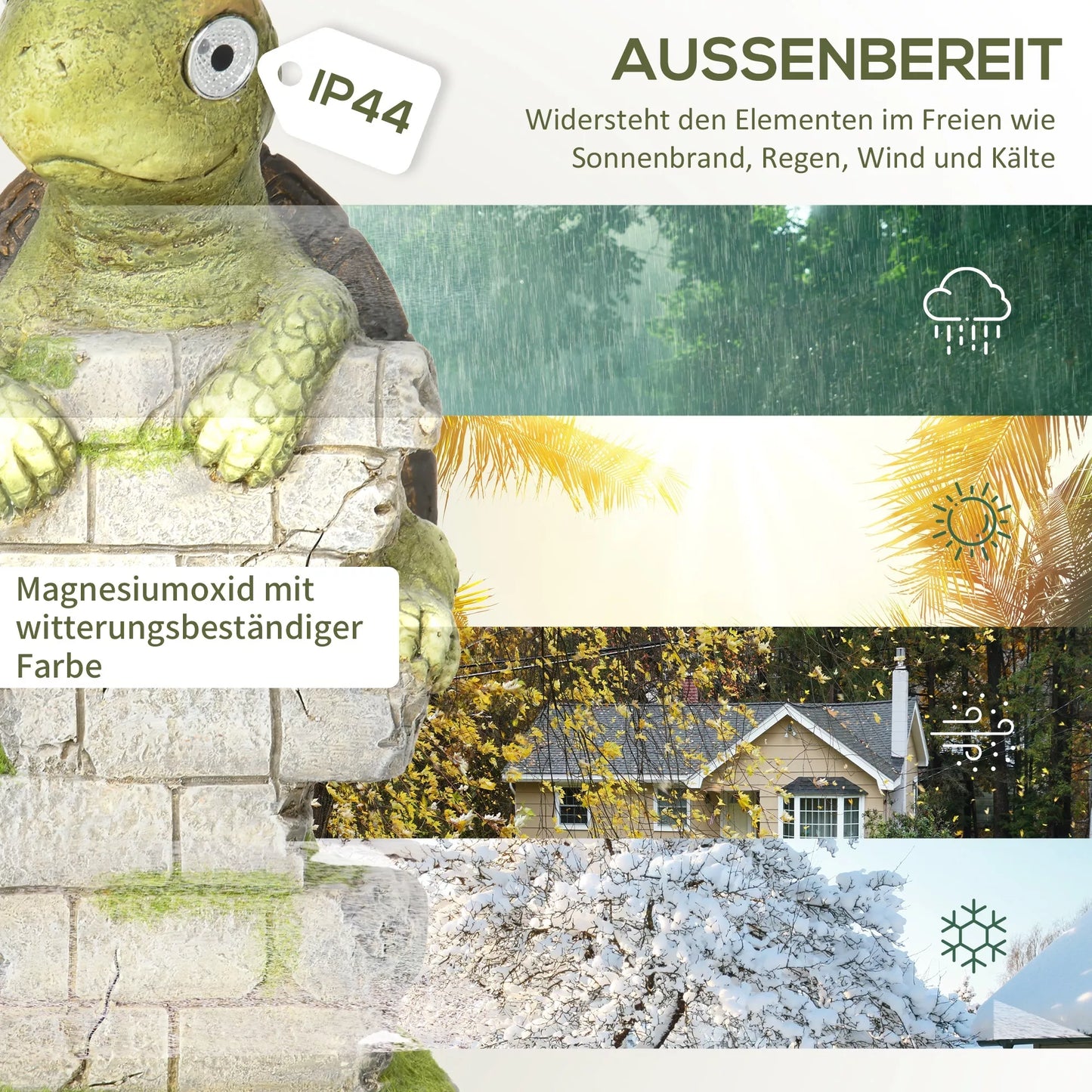 Sodo figūrėlė "Mažasis vėžliukas", sodo dekoracija, atspari oro sąlygoms, su saulės šviesa