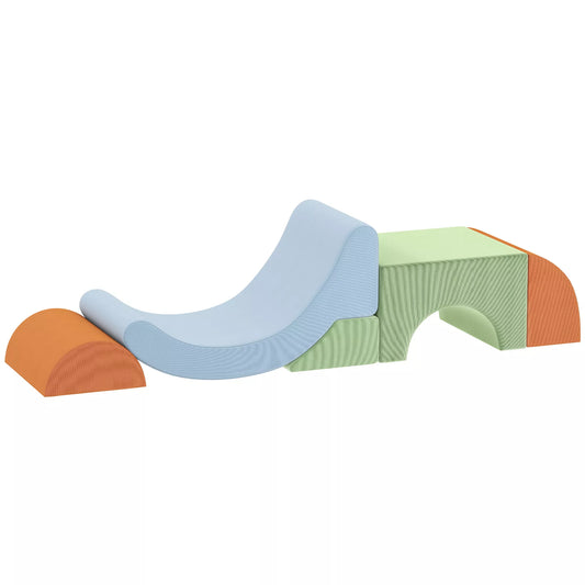 5 dalių minkštų konstravimo kaladėlių rinkinys mažyliams, skirtas laipiojimui, ropojimui, konstravimui, lengvas, veliūras, putplastis, spalvingas