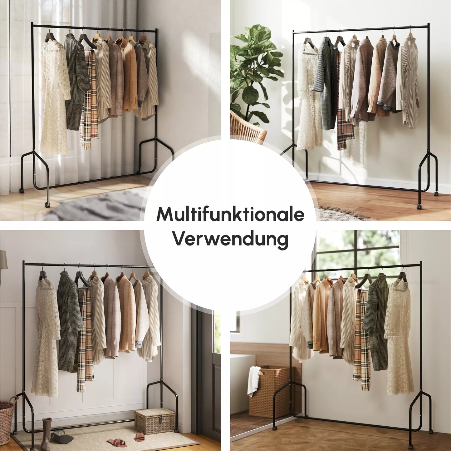 Drabužių stovas Drabužių vežimėlis Skalbyklos stovas Ritinamas drabužių stovas Garderobas (150 x 60 x 170 cm)