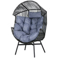 Rattan kėdė Lauko kėdė Sodo kėdė, PE-rattan, 89 cm x 75 cm x 143 cm, pilka+juoda