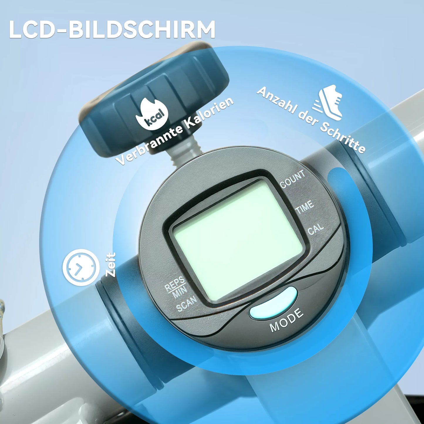 2in1 Mini treniruoklis namams su Power Ropes, LCD ekranu, Up-Down Swing Stepper, 41 x 30,5 x 18,5 cm, pilkos spalvos