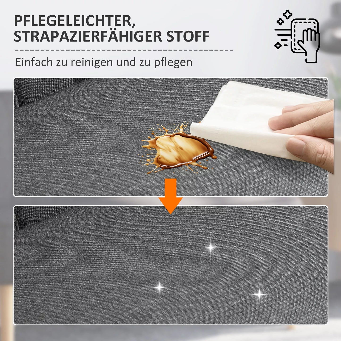 2 vietų sofa, minkštas apmušalas, lengvai prižiūrimas užvalkalas, iki 150 kg, 117 x 56,5 x 77 cm, šviesiai pilka