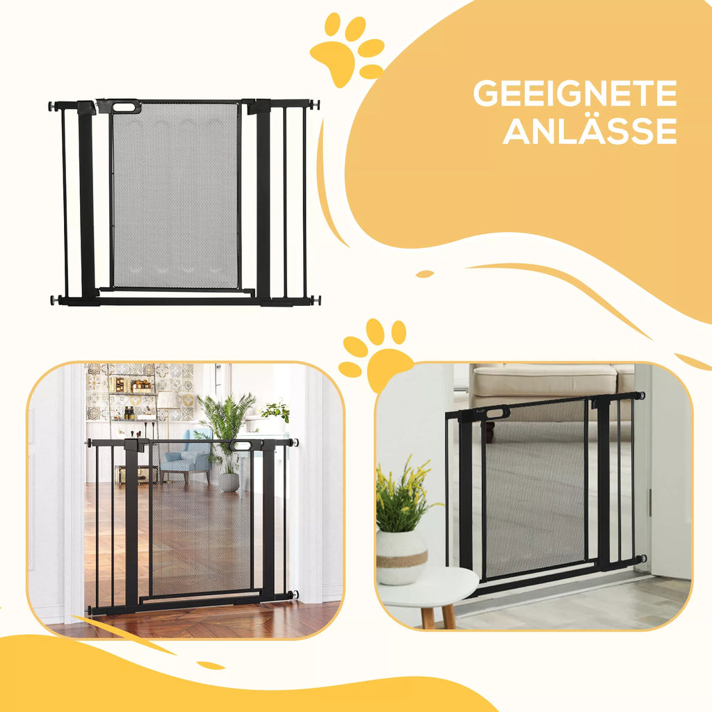 Laiptų apsauginė grotelė, gyvūnų grotelė, šunų apsauginė grotelė, reguliuojama nuo 75 cm iki 103 cm, juoda