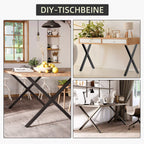 DIY stalo kojų naudojimo koliažas