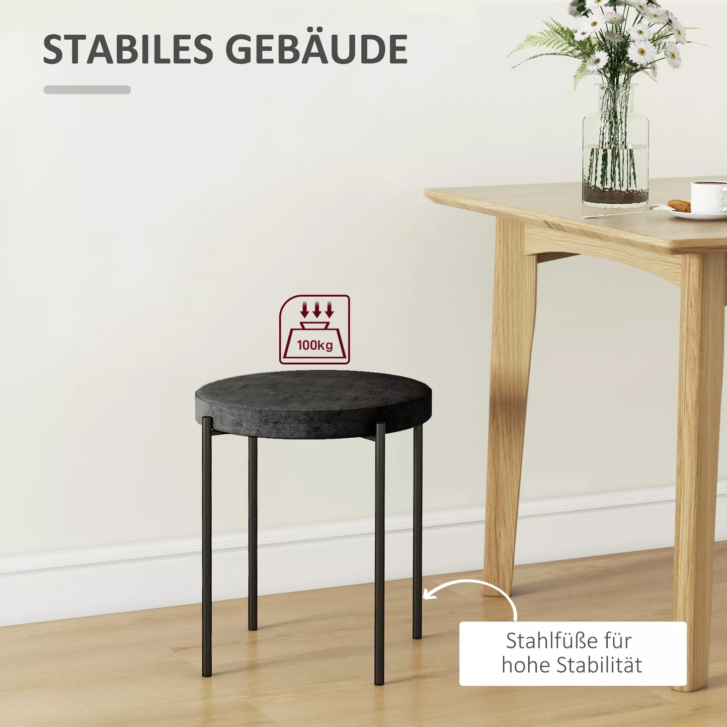 Valgomojo kėdė, akcentinė kėdė, virtuvės kėdė, 41,5 cm x 41,5 cm x 46 cm, juoda