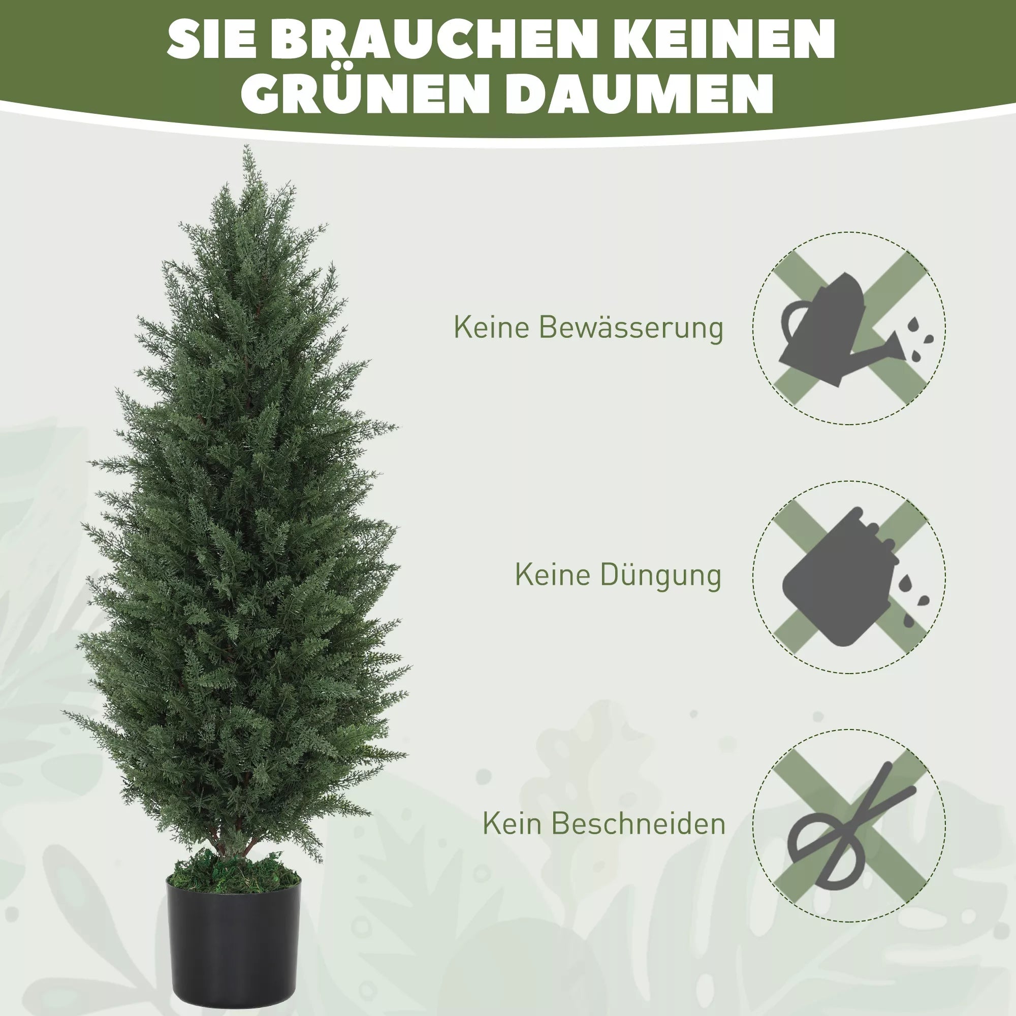 2 vnt. dirbtinių kiparisų rinkinys, dirbtiniai medžiai su 831 lapais, su cementiniu vazonu, atsparūs UV spinduliams, dirbtiniai augalai, 90 cm, žali