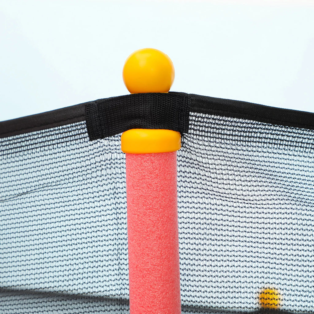 Trampolinas vaikams, Ø163,5 cm, su apsauginiu tinklu, paminkštintas, plieninis, atlaiko iki 50 kg svorį, juodas ir raudonas