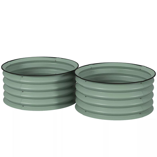 2 vnt. cinkuoti augalų vazonai, Ø60 x 30H cm vazonai su atviru dugnu įvairiems augalams, žali