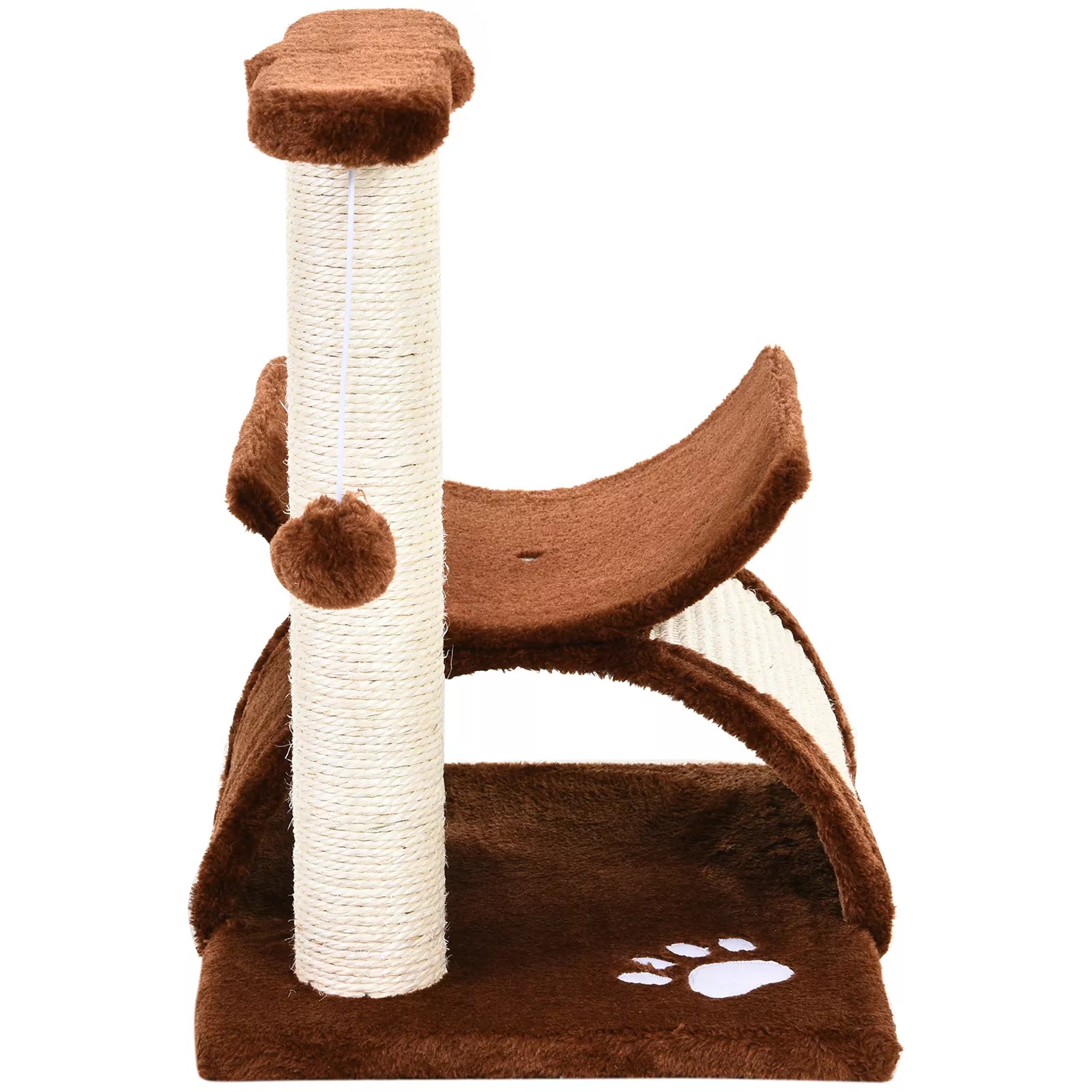 Katės draskyklė 43 cm su tuneliu ir gultu, ruda