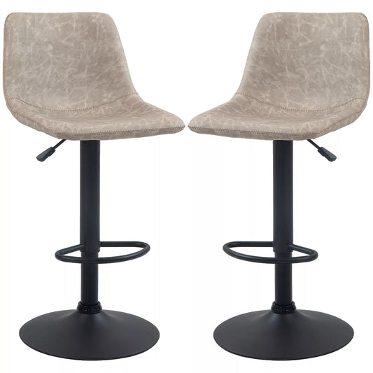 Baro taburetės 2 vnt. komplekte, Retro dizainas, reguliuojamas aukštis, sukamos, dirbtinė oda, 42 x 48 x 91-112 cm, smėlio