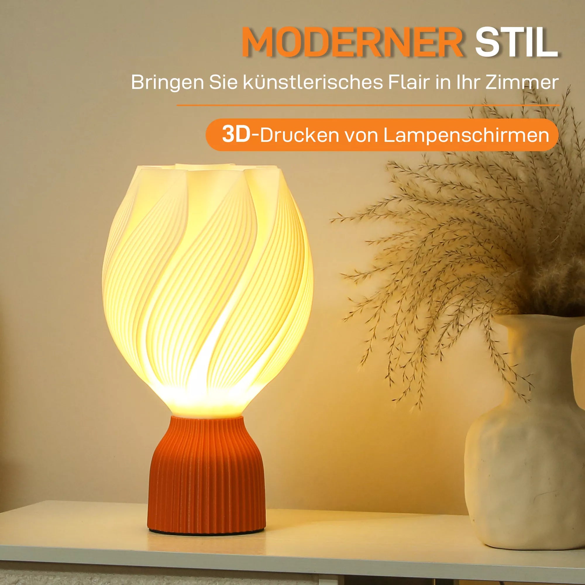 3D spausdinta lempa su žiedlapių formomis, plastikinė, energiją taupanti, balta