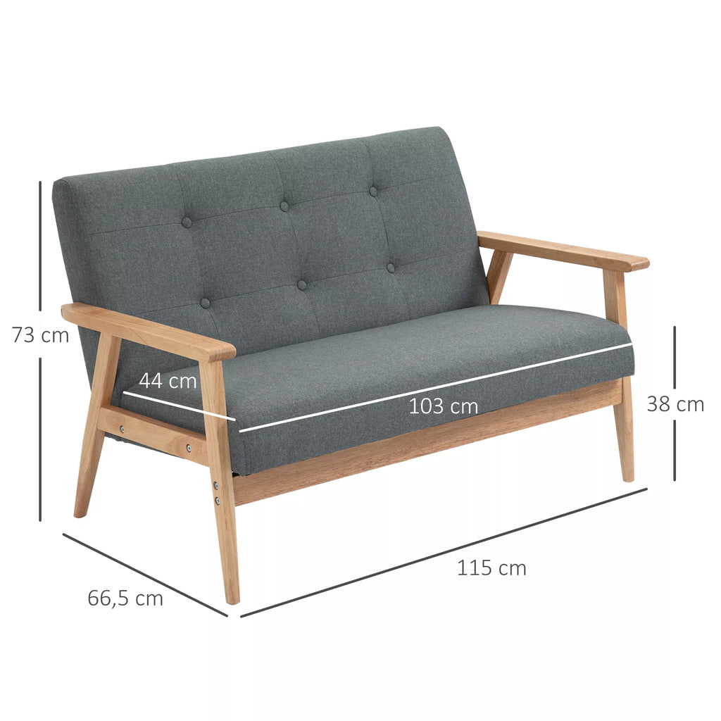 Dvivietė sofa, 115 cm, tamsiai pilka