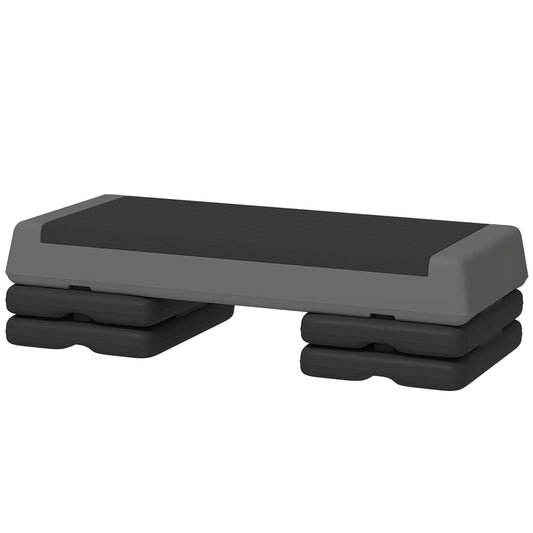 Aukščio reguliuojamas fitneso steperis, neslystantis, tinkamas naudoti namuose, sporto salėje arba biure, plastikas, pilkas