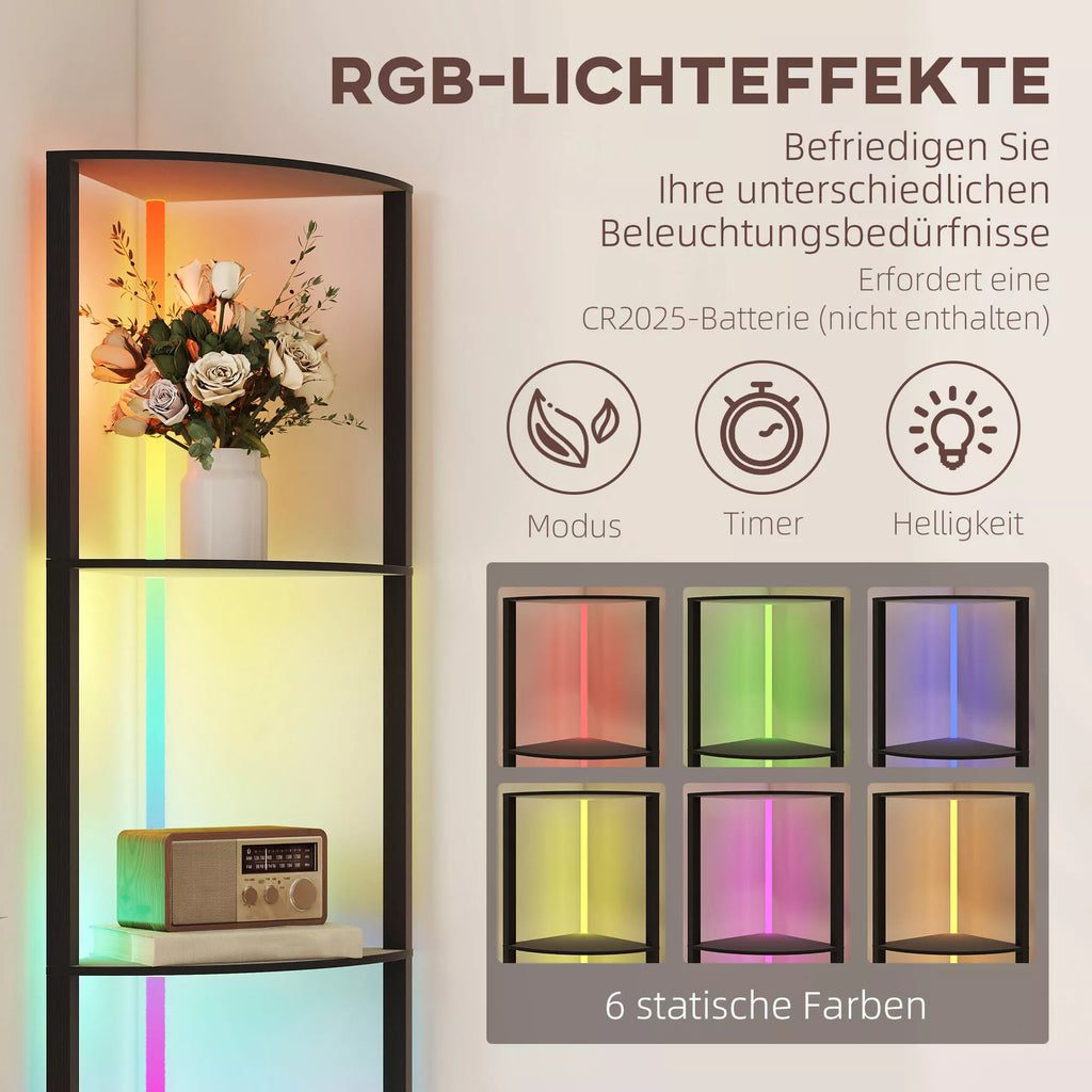 Pastatomas šviestuvas-lentyna su LED RGB apšvietimu, juodas