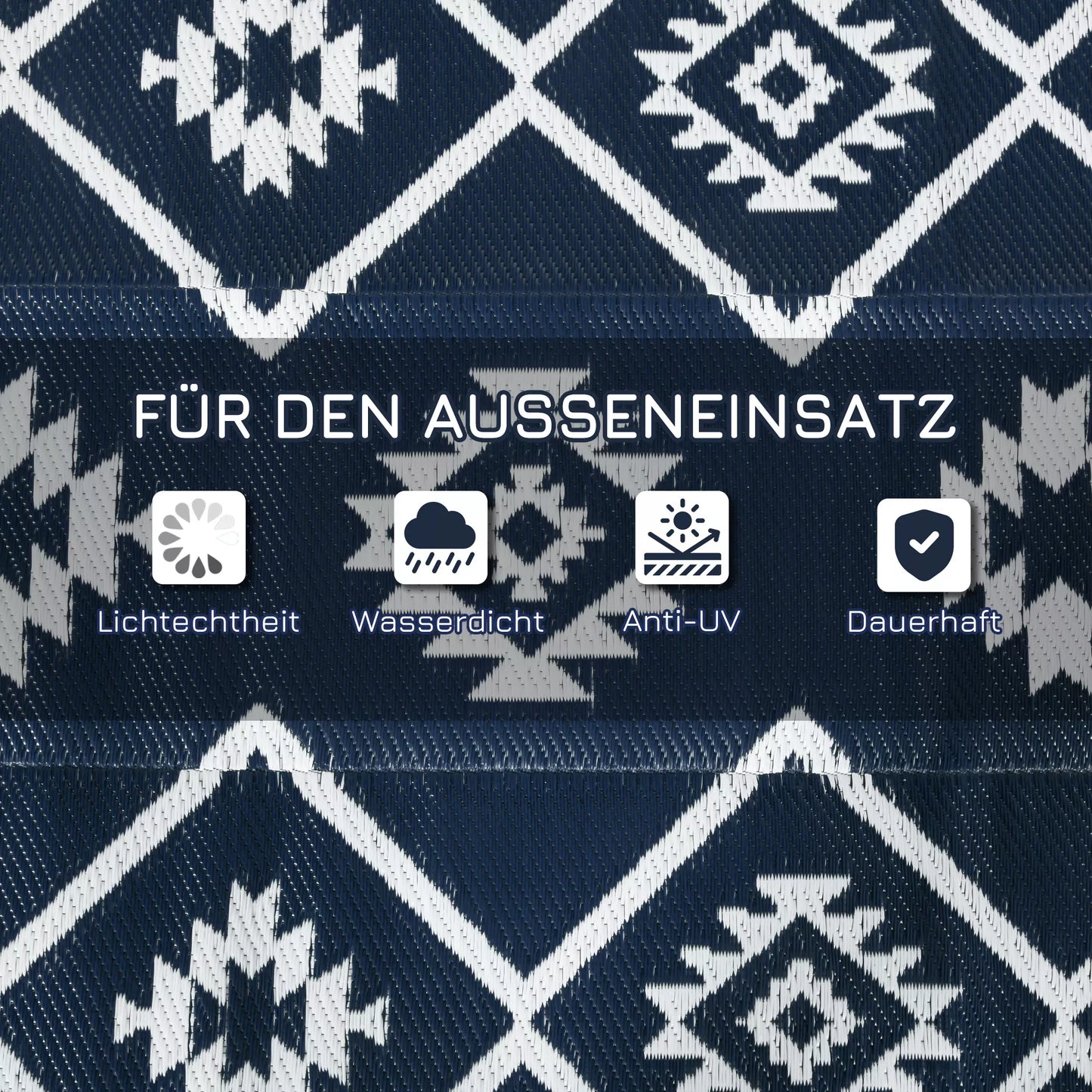 Lauko kilimas Terasos kilimas, Atsparus oro sąlygoms, Modernus dizainas, 182 cm x 274 cm x 0,3 cm, Juoda + Balta