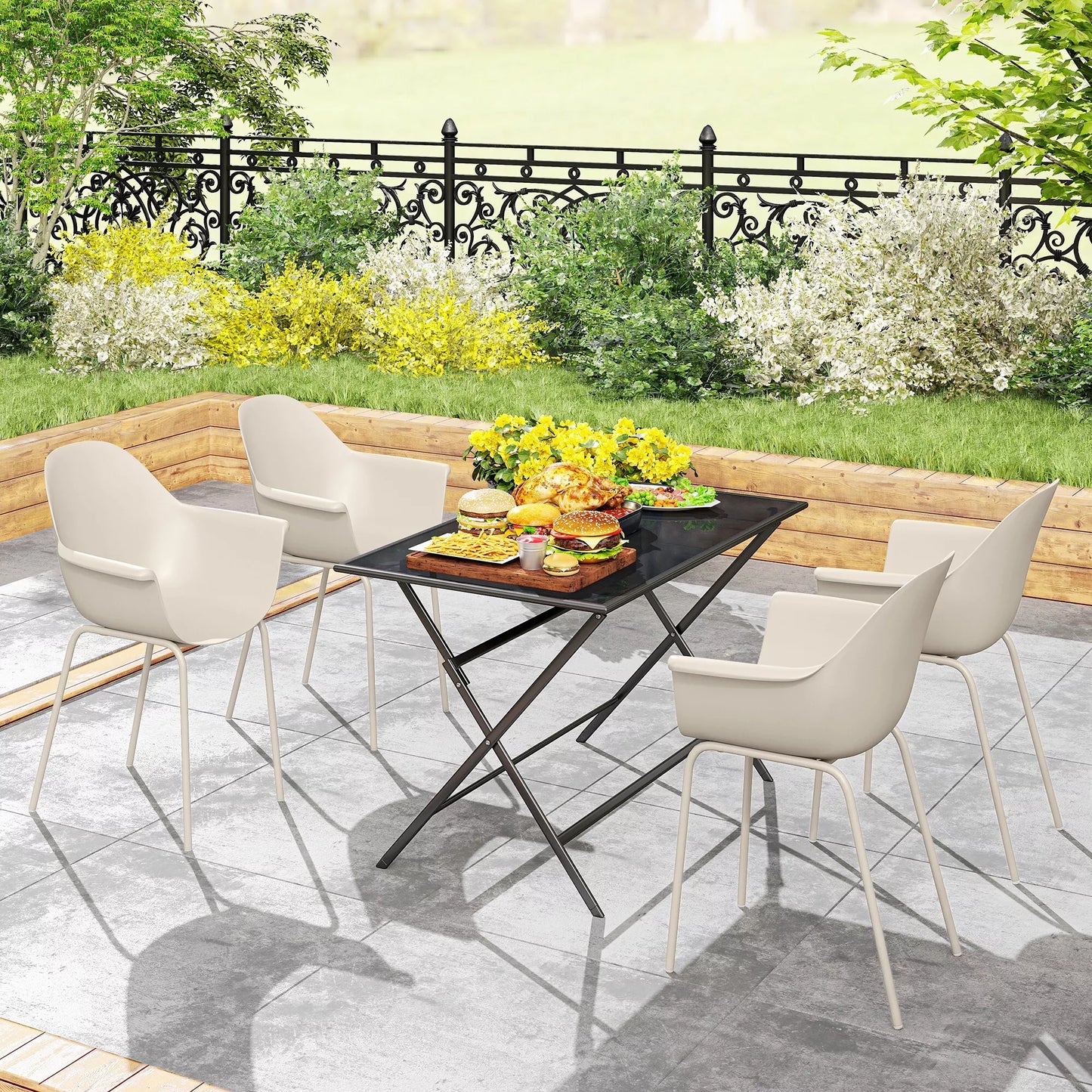 4 vnt. sodo kėdžių rinkinys Lauko kėdės Sodo kėdė, modernus dizainas, 59 cm x 55 cm x 84 cm, pilkos spalvos