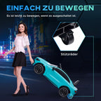 Informacinė grafika apie lengvai pernešamą elektromobilį su atramomis