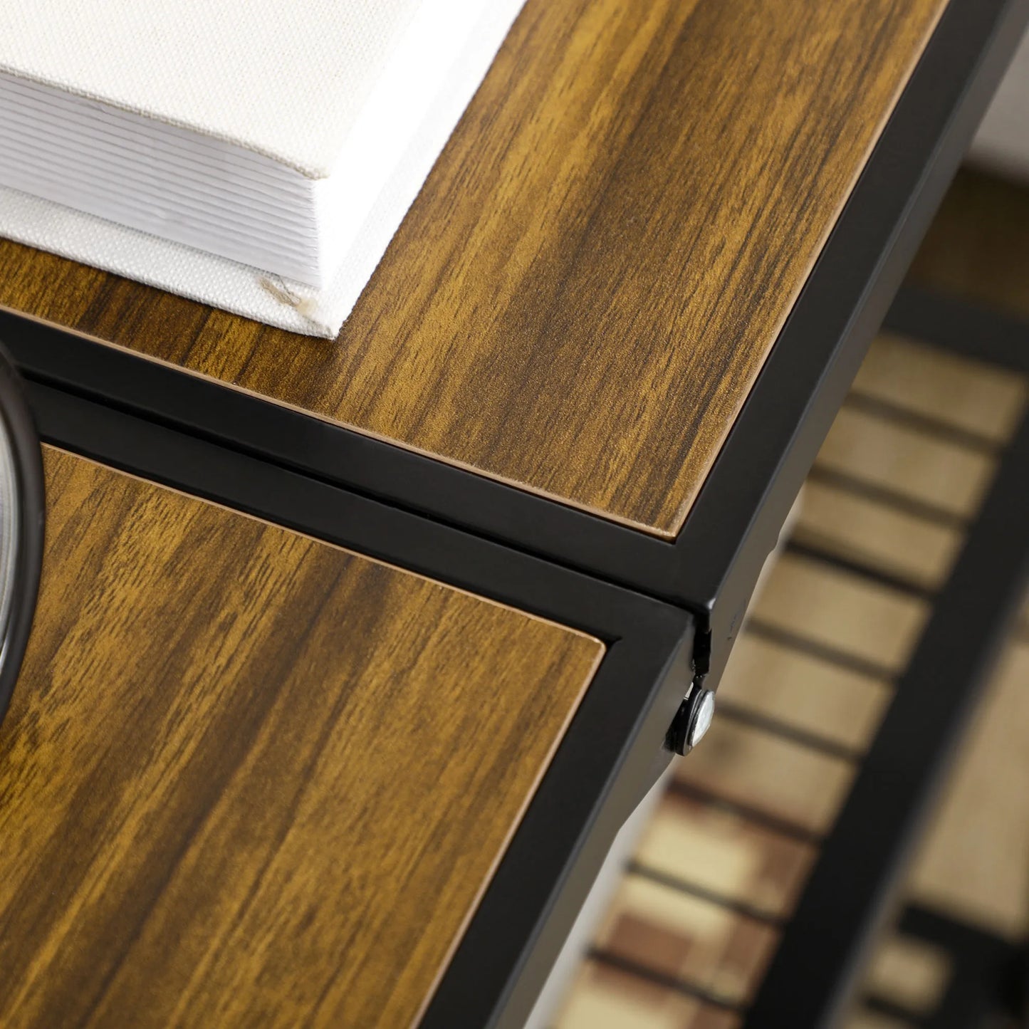 Pramoninio dizaino virtuvės vežimėlis, su 3 lentynomis, daugiafunkcis, patiekalų vežimėlis, 4 ratai, sulankstomas, rudas + juodas