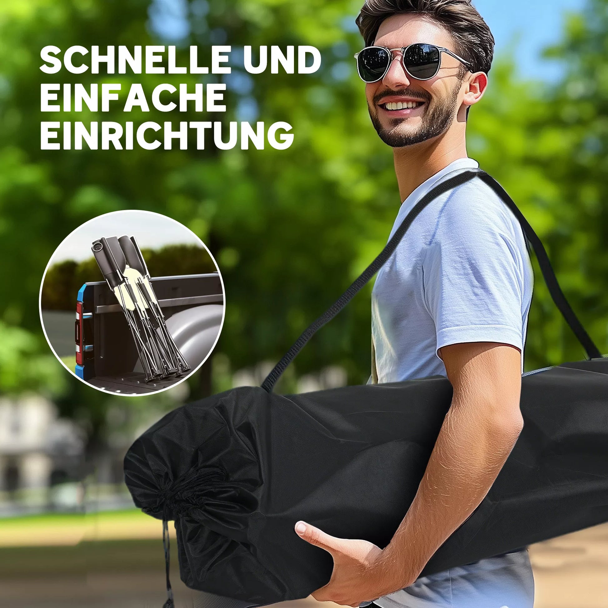 Sulankstomas 2 vietų kempingo kėdė su gėrimų laikikliu, nešimo krepšiu, atspari iki 250 kg apkrovai, chaki spalvos